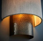 Indara 1 Light Wall Light Hammered Bronze Natural Linen Shade