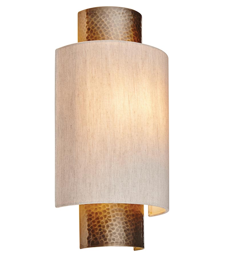 Indara 1 Light Wall Light Hammered Bronze Natural Linen Shade