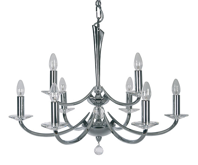 Bahia 9 Light Chrome And Crystal Tiered Chandelier