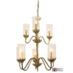 Gothic 8 Light Chandelier Solid Brass Storm Glass Shades