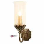 Gothic Single Wall Light Solid Brass Storm Glass Shade Handmade