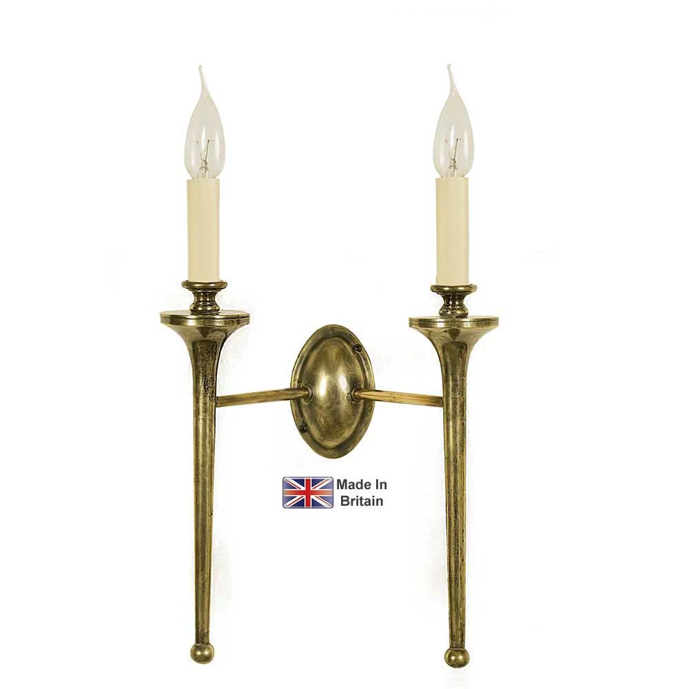 Grosvenor Edwardian Twin  Wall Light Solid Brass Handmade