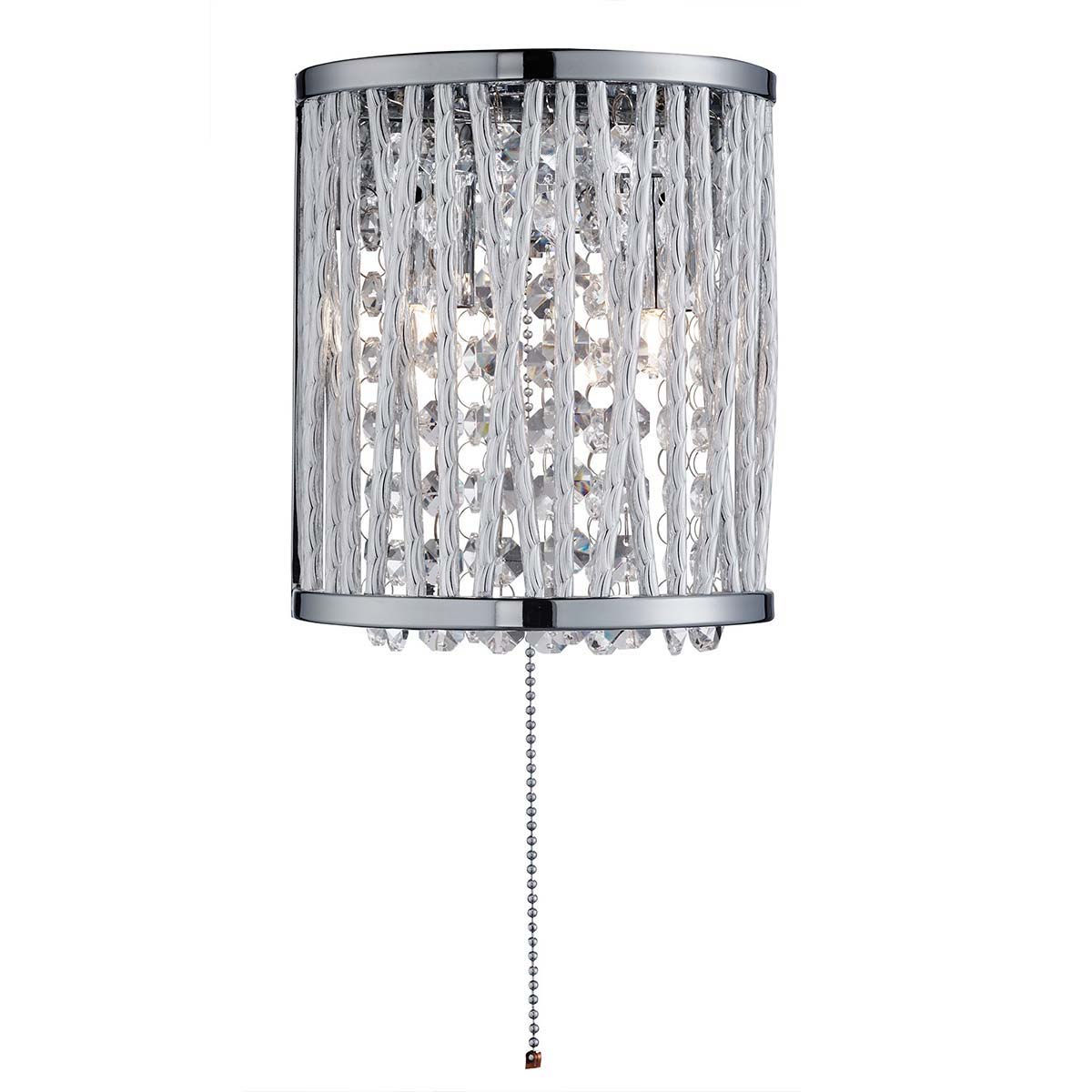 Elise 2 Light Switched Wall Light Chrome Crystal Glass