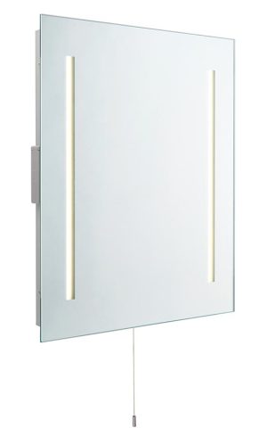 Glimpse LED bathroom mirror with shaver socket and pull switch IP44
