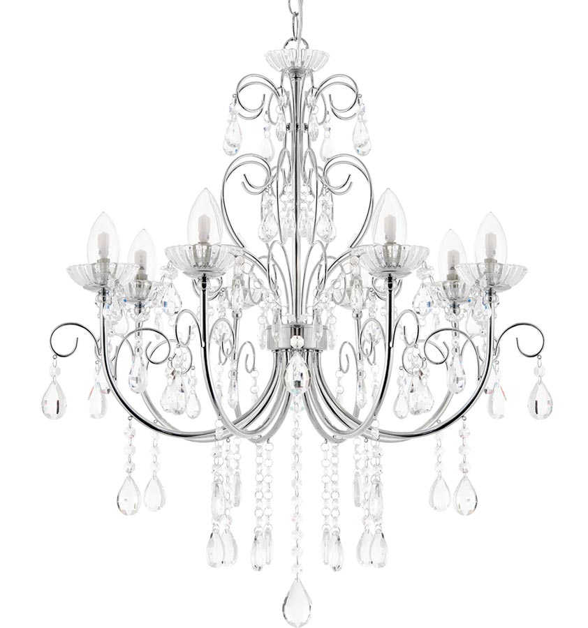 Tabitha 8 Light Crystal Bathroom Chandelier Polished Chrome