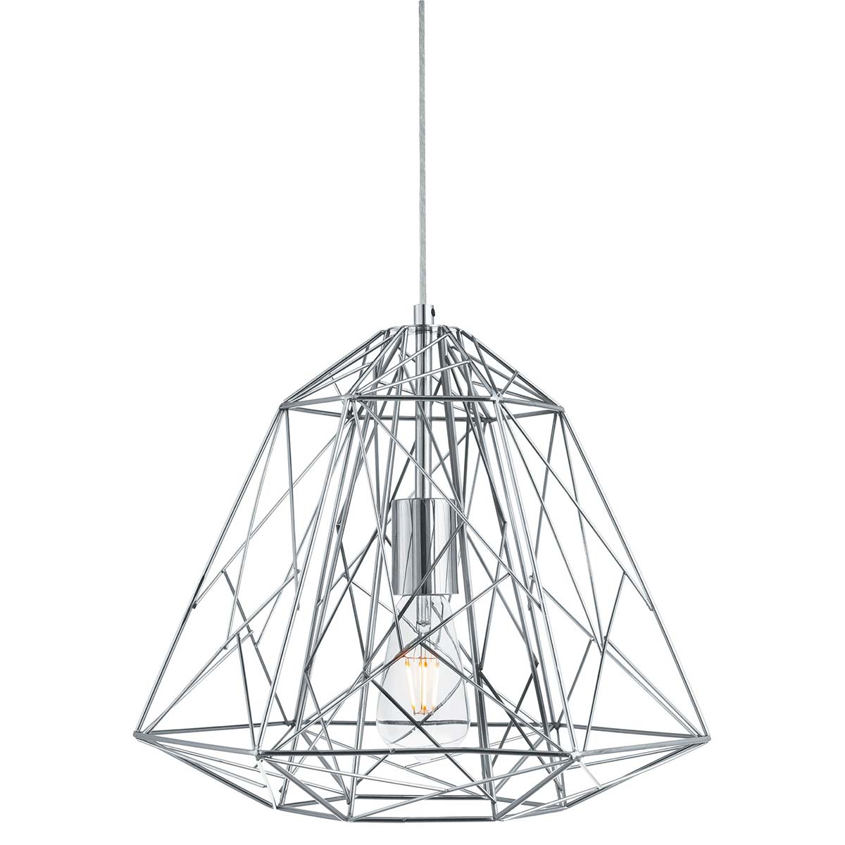 Geometric Cage Single Industrial Pendant Light Chrome