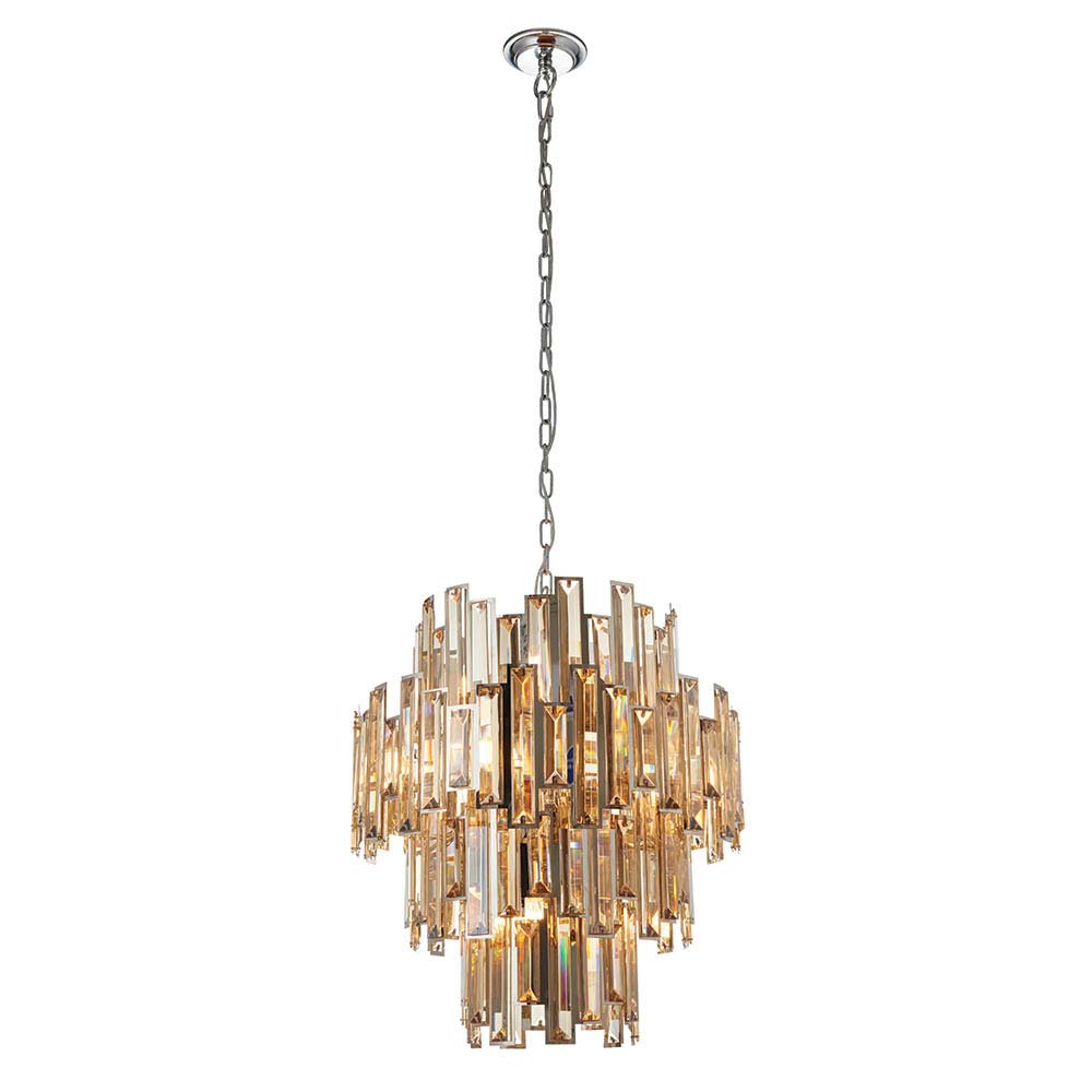 Viviana 12 Light Champagne Crystal Chandelier in Chrome