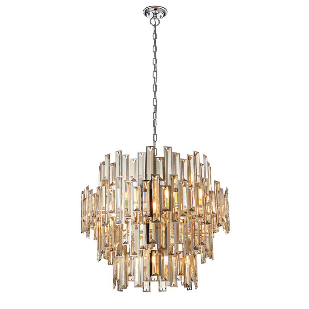 Viviana 15 Light Champagne Crystal Chandelier in Chrome