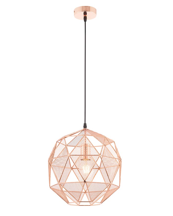 Armour 1 Light Polished Copper Globe Pendant Ceiling Light