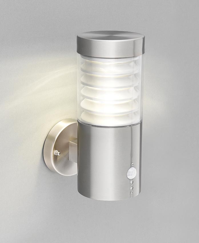 Equinox LED Modern Outdoor PIR Wall Light 316 Stainless Steel IP44