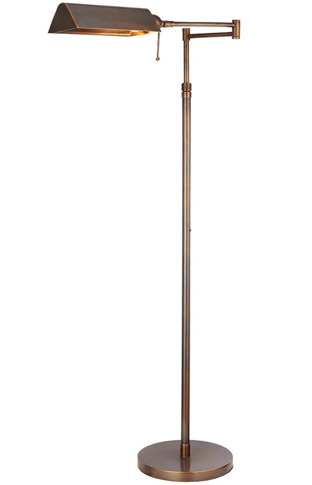 Clarendon Solid Cast Brass 1 Light Swing Arm Floor Lamp