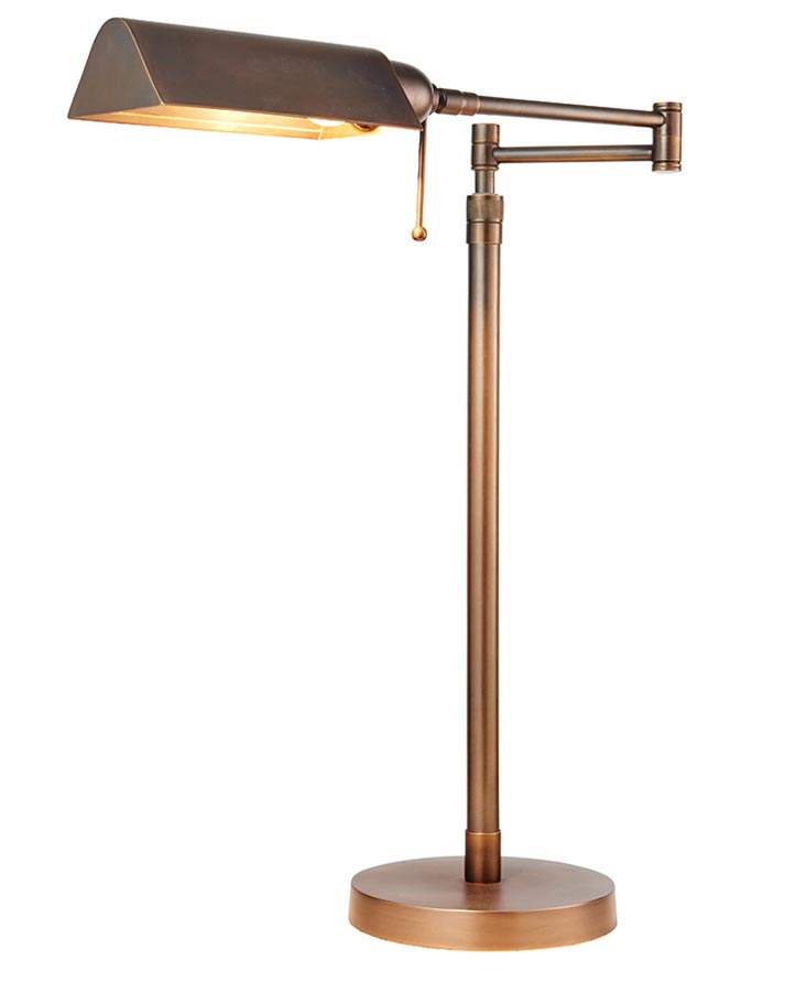 Clarendon Solid Cast Brass 1 Light Swing Arm Desk Lamp