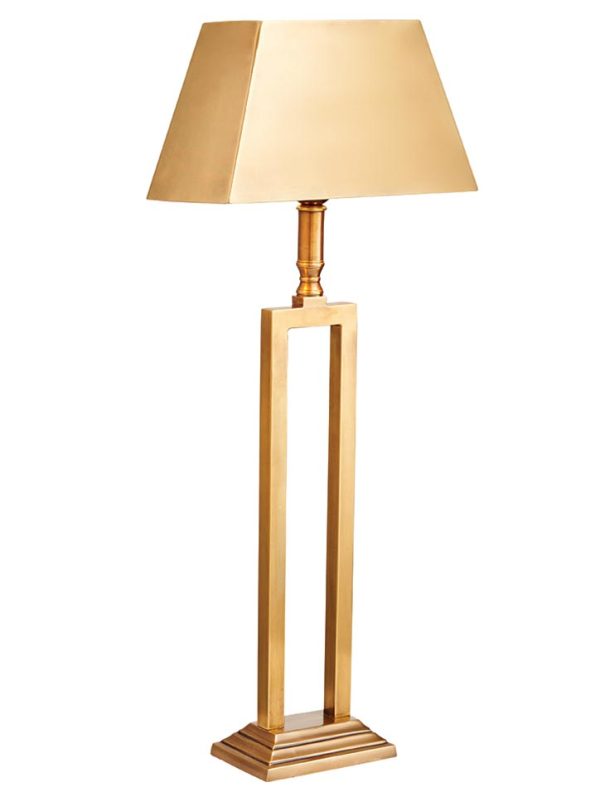 Bexton Solid Brass Classic Twin Column Table Lamp Brass Shade