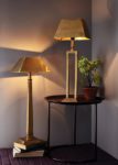 Bexton Solid Brass Classic Twin Column Table Lamp Brass Shade