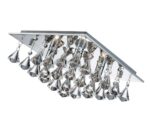 Hanna Square 4 Light Flush Pyramid Crystal Ceiling Light Chrome