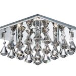 Hanna Square 4 Light Flush Pyramid Crystal Ceiling Light Chrome
