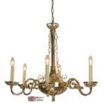 Empire 6 Light Georgian Chandelier Solid Brass British Made