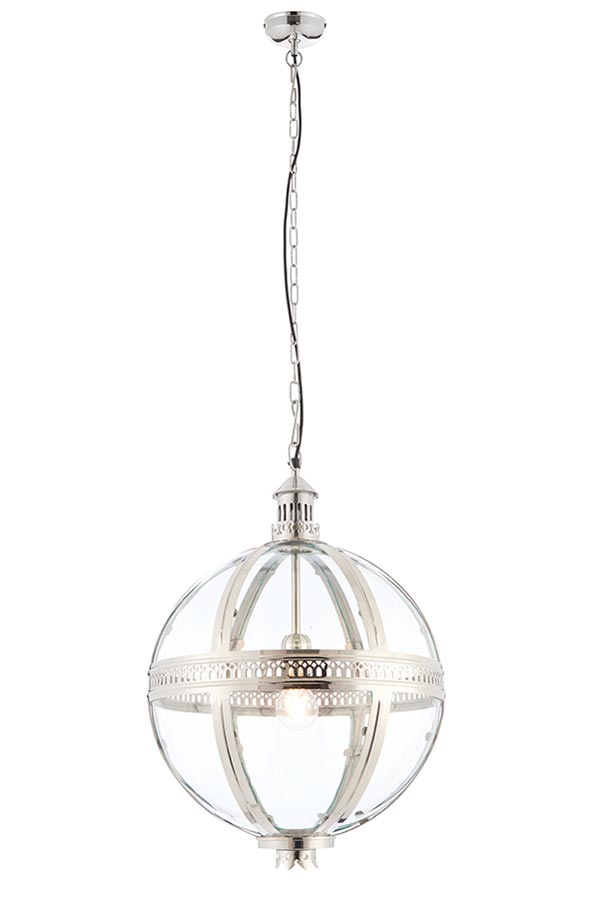 Vienna 1 Light 410mm Globe Pendant Nickel Plated Solid Brass