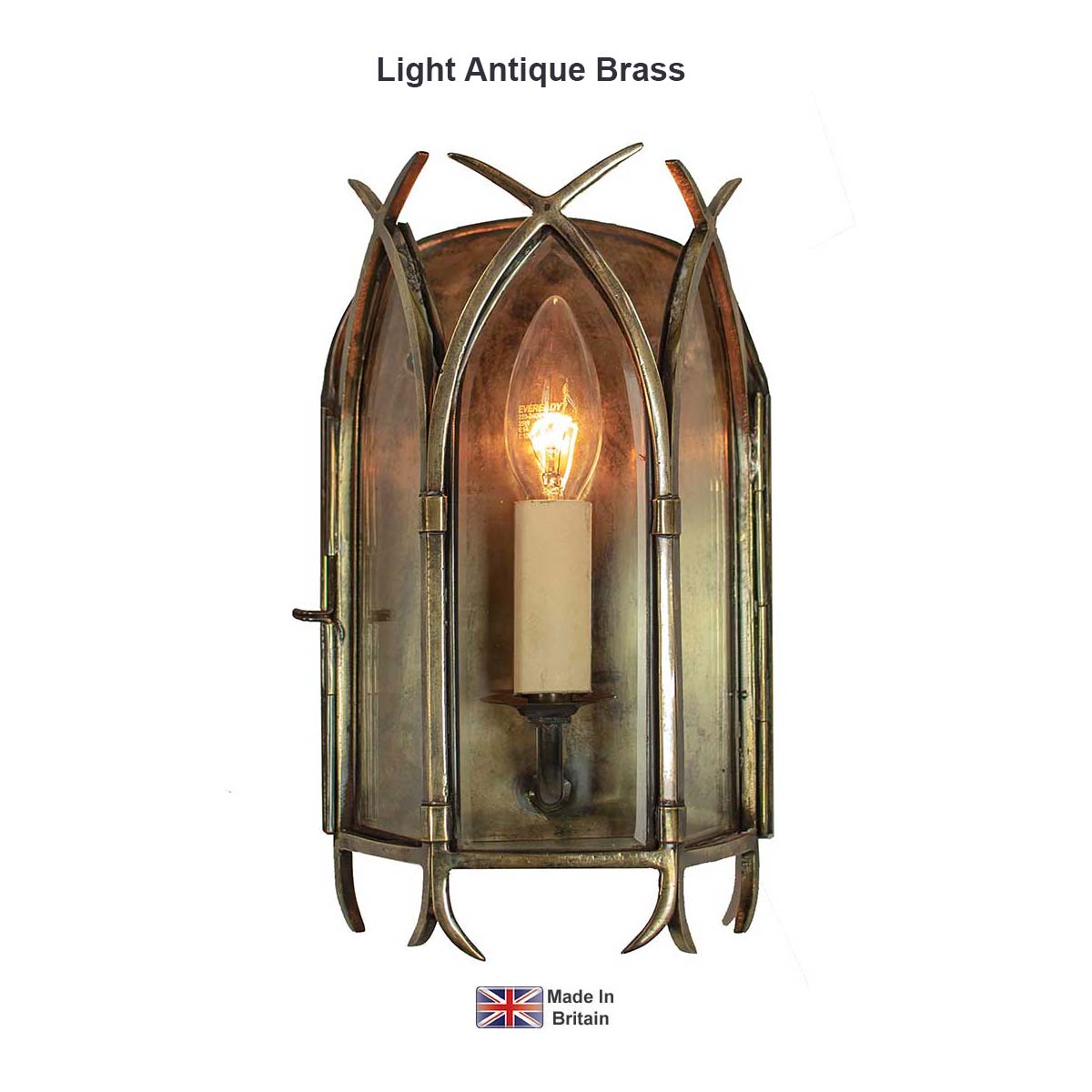 Small Solid Brass Swallow Tail Gothic Wall Lantern Handmade In Britain