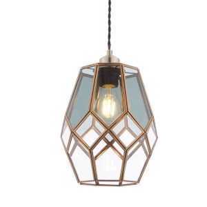 Ripley Glass Ceiling Pendant Lamp Shade Solid Antique Brass