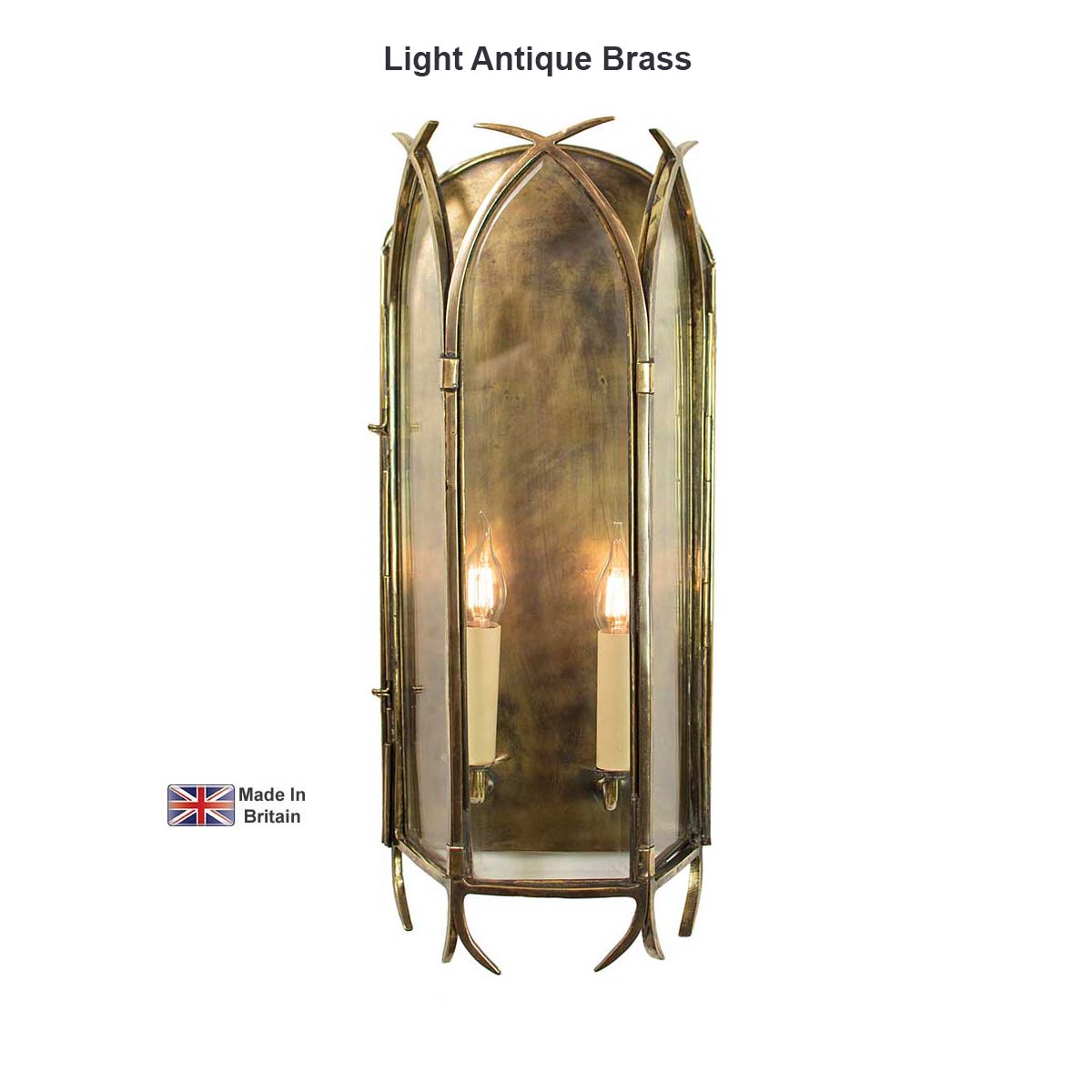 Large Solid Brass Swallow Tail Gothic Wall Lantern Handmade In Britain