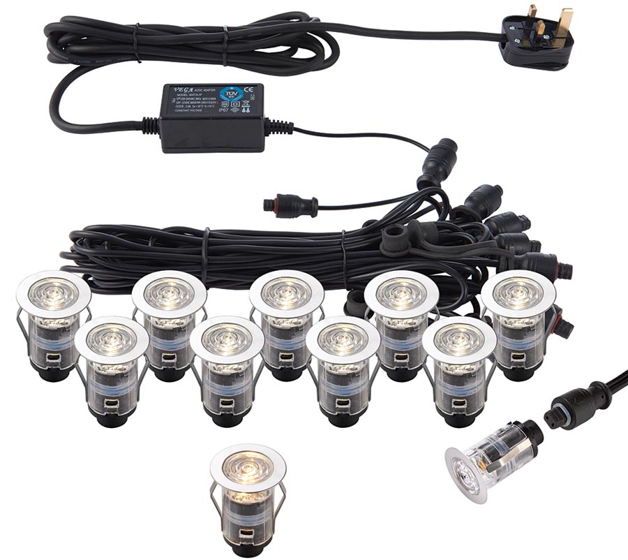 IkonPro Stainless 10 Light 25mm CCT 3000k / 4000k LED Deck Light Kit