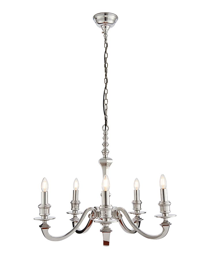 Finsbury Classic 5 Light Chandelier Polished Aluminium