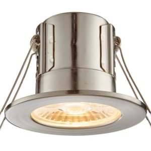 ShieldECO Dimmable 4w Warm White LED Fire Rated IP65 Downlight Satin Nickel