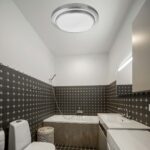 Cork LED Flush Bathroom Ceiling Light Brushed Aluminium