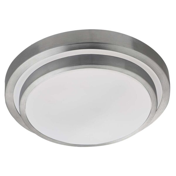 Cork LED Flush Bathroom Ceiling Light Brushed Aluminium