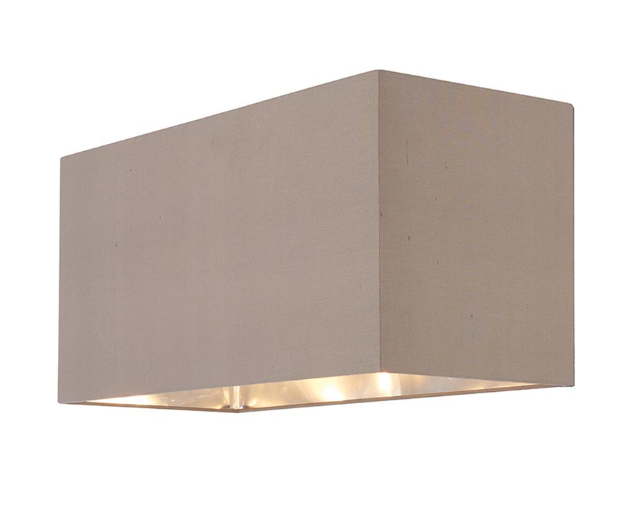 Cassier Large Taupe Silk Rectangular Box Shade Silver Lined