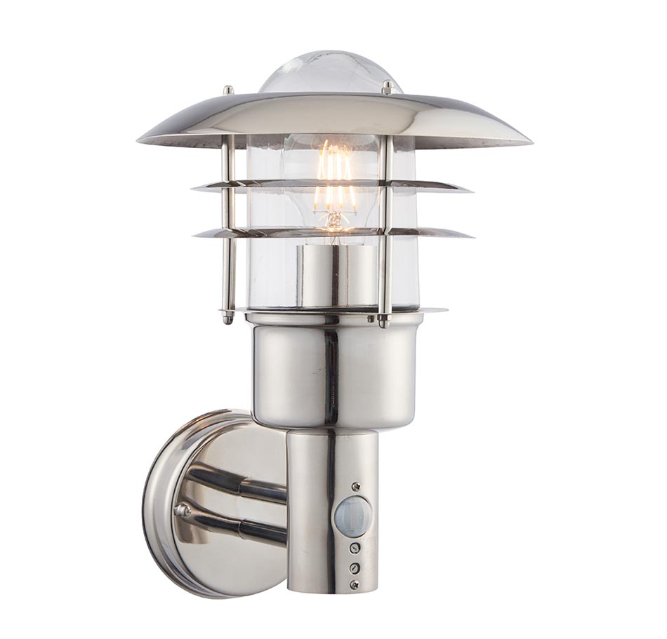 Dexter 304 Stainless Steel 1 Light Outdoor PIR Wall Light IP44