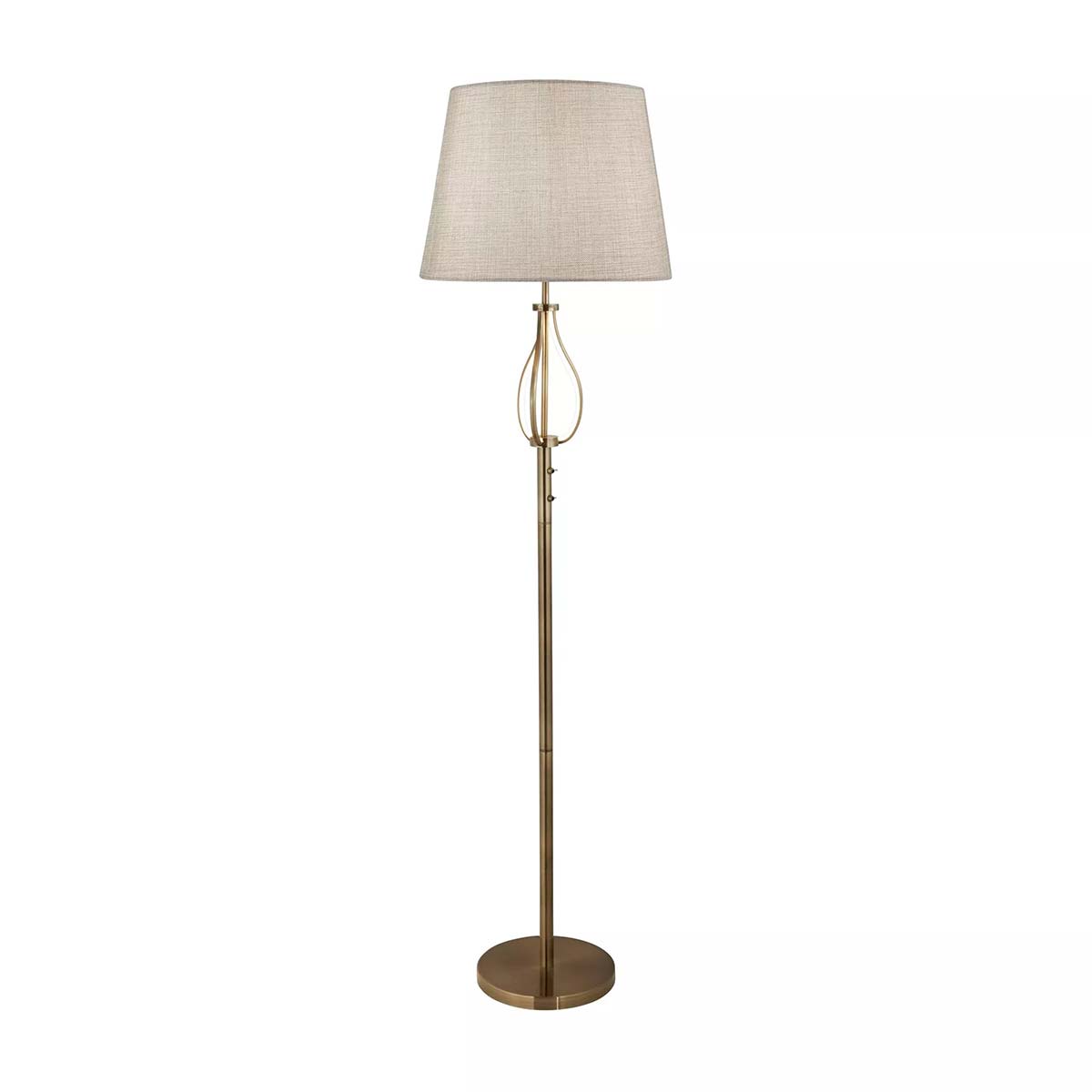 Vegas LED 2 Light Floor Lamp Antique Brass Oatmeal Shade