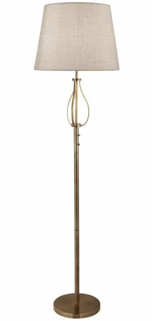 Vegas LED 2 light floor lamp antique brass oatmeal shade