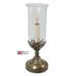Gothic Small 1 Light Table Lamp Solid Brass Storm Glass Shade