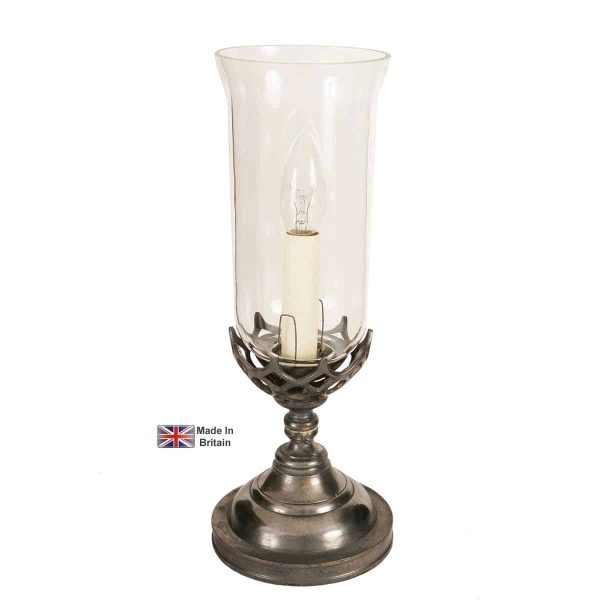 Gothic Small 1 Light Table Lamp Solid Brass Storm Glass Shade