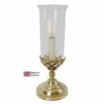 Gothic Small 1 Light Table Lamp Solid Brass Storm Glass Shade