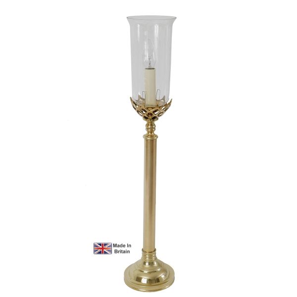Gothic Large 1 Light Table Lamp Solid Brass Storm Glass Shade