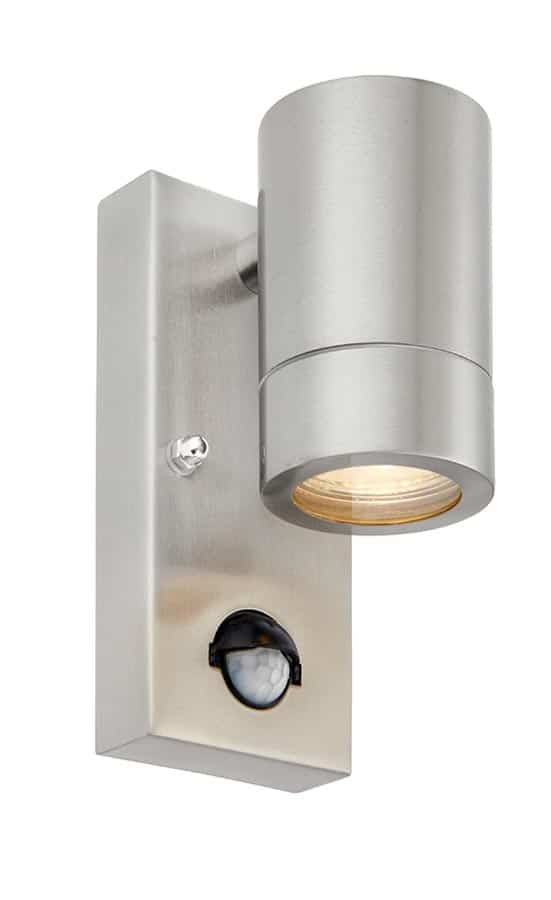 Palin Stainless Steel Outdoor PIR Wall Down Light Manual Override