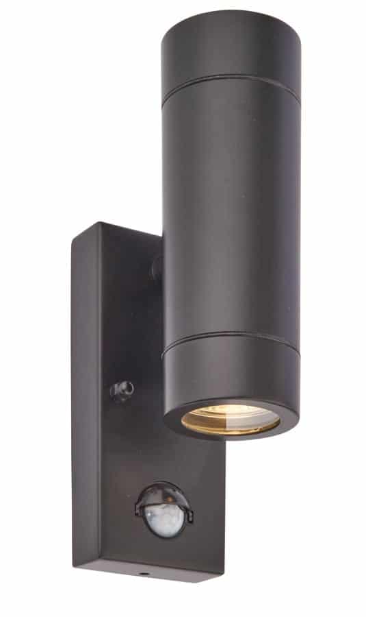 Palin Stainless Steel Outdoor PIR Wall Up & Down Light Black Override