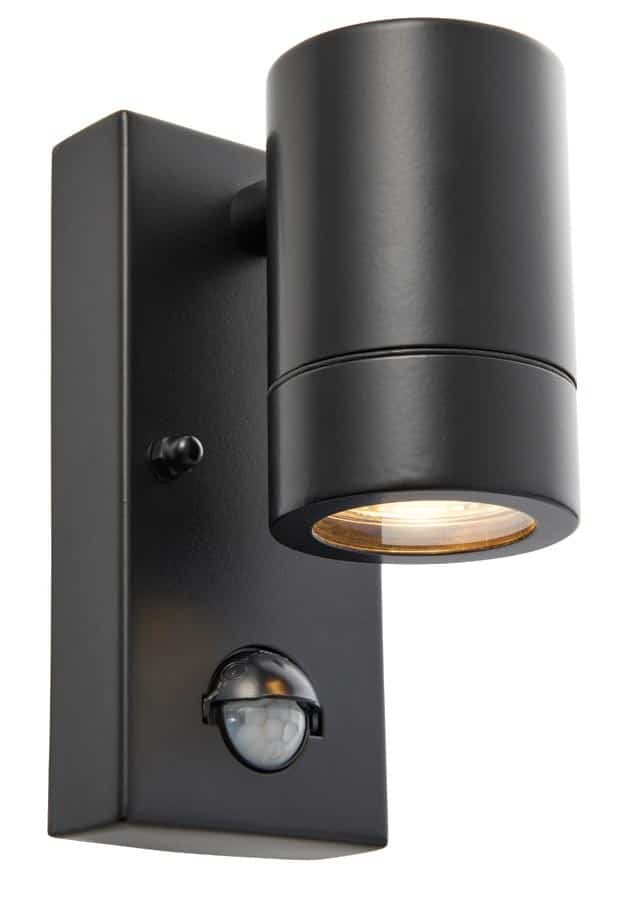 Palin Stainless Steel Outdoor PIR Wall Down Light Black Override