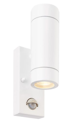 Palin Stainless Steel Outdoor PIR Wall Up & Down Light White Override