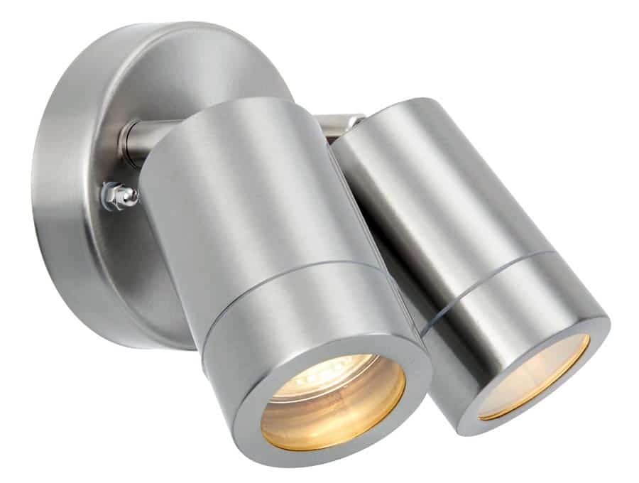 Palin Stainless Steel Adjustable Outdoor Wall Twin Spot Light IP44