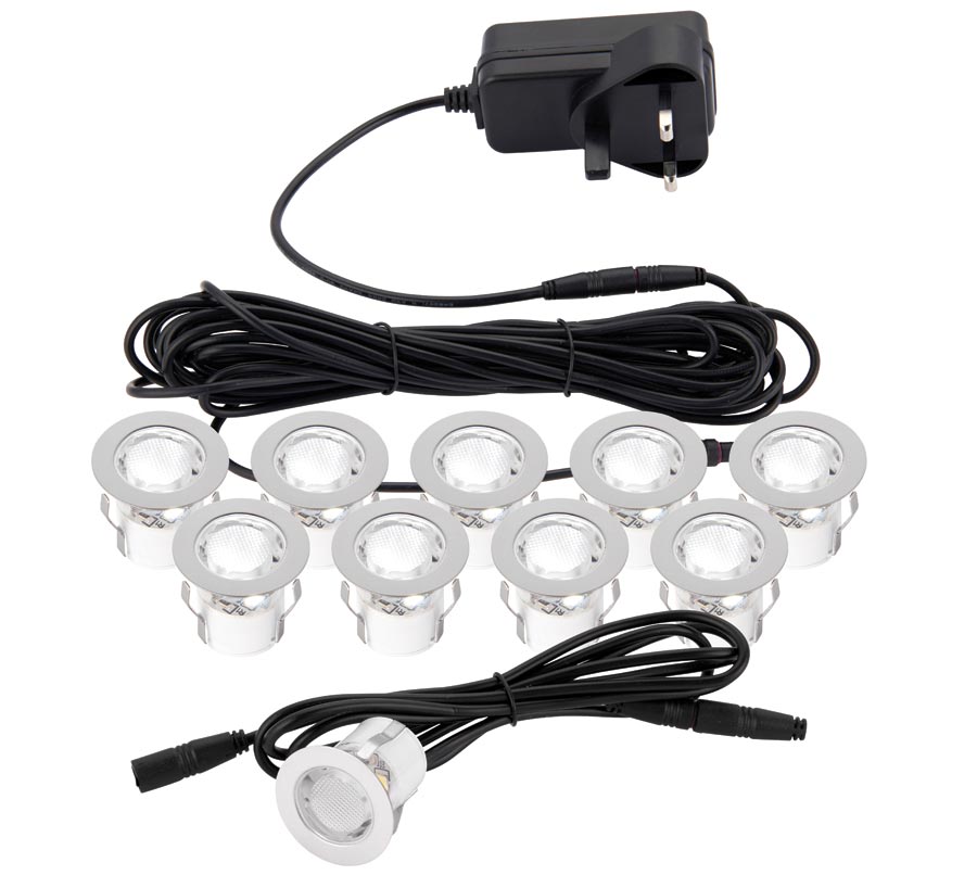 Kios 2 Daylight White LED 30mm Round IP44 Deck Light Kit