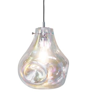 Endon Lava large 1 light blown iridescent glass ceiling pendant on white background