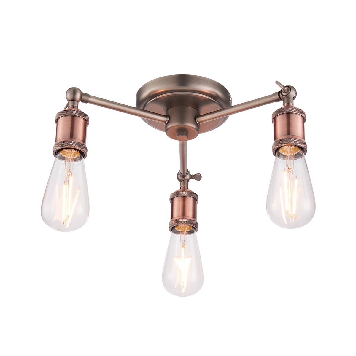 Endon Hal 3 Light Semi Flush Ceiling Light Aged Pewter