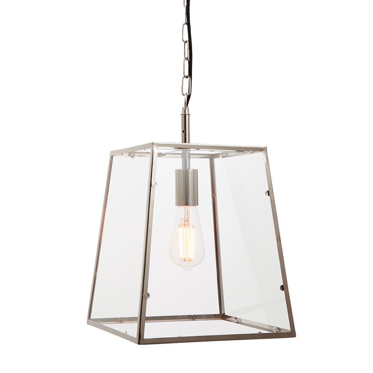 Endon Hurst 1 Light Pendant Lantern Polished Nickel