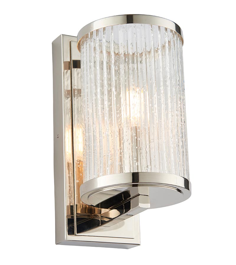 Easton 1 Light Wall Light Polished Nickel Ribbed Bubble Glass