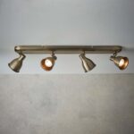 Endon Westbury Retro Style 4 Lamp Ceiling Spot Light Bar Antique Brass