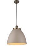 Endon Franklin Large Pendant Light Antique Brass & Taupe